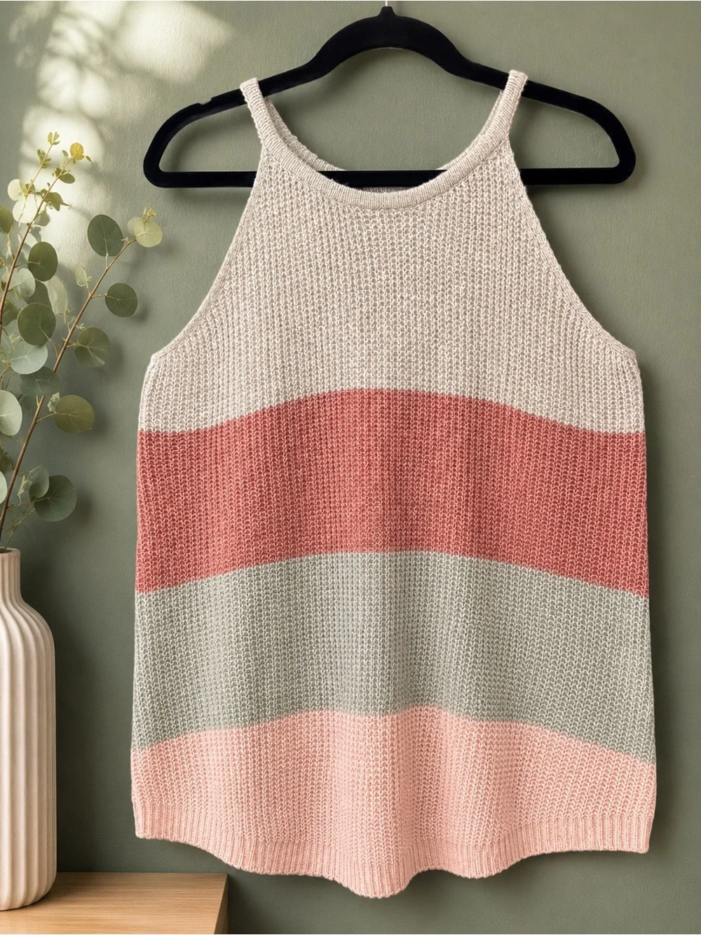 NWT Coco + Carmen Colorblock Sweater Tank S/M Textured Knit Coastal Grandmother